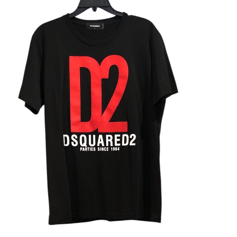 DSQUARED2 Black Tee with Red Logo Large